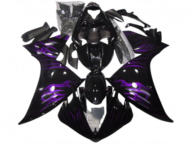 09-11 Noir & Violet Flamme R1 Carénage Moto 09-11 Noir & Violet Flamme R1 Carénage Moto