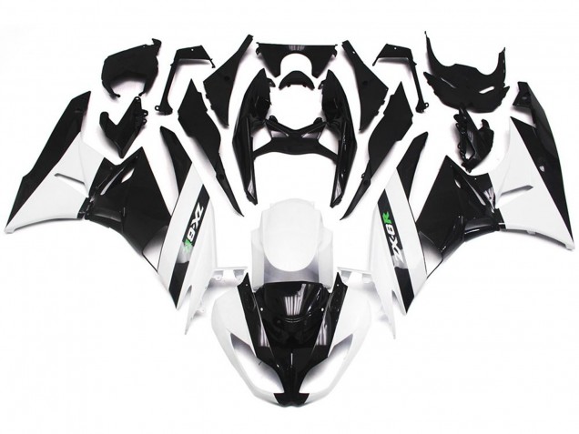 09-12 Blanc Brillant & Noir Lisse ZX6R Carénage Moto 09-12 Blanc Brillant & Noir Lisse ZX6R Carénage Moto
