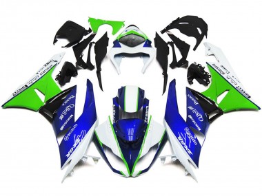 09-12 Bleu Profond Vert & Blanc ZX6R Carénage Moto