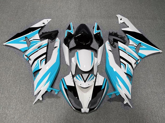 09-12 Zag Bleu Clair Blanc & Noir ZX6R Carénage Moto 09-12 Zag Bleu Clair Blanc & Noir ZX6R Carénage Moto
