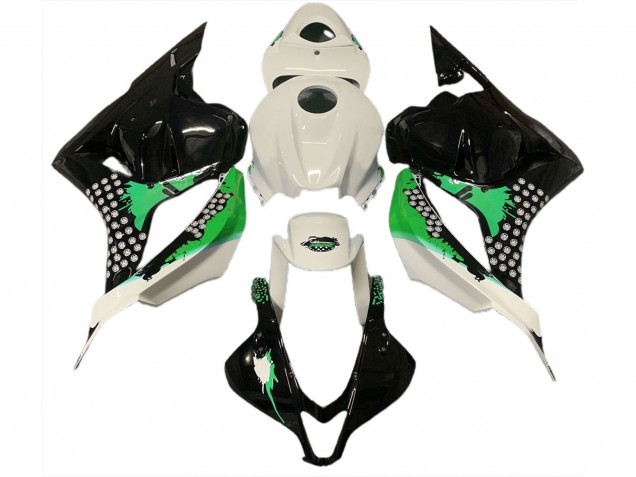 09-12 Éclaboussures Blanches & Vertes Brillantes CBR600RR Carénage Moto 09-12 Éclaboussures Blanches & Vertes Brillantes CBR600RR Carénage Moto