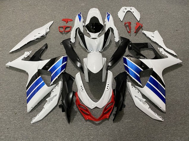 09-16 Blanc Brillant Bleu Noir & Rouge GSXR 1000 Carénage Moto 09-16 Blanc Brillant Bleu Noir & Rouge GSXR 1000 Carénage Moto