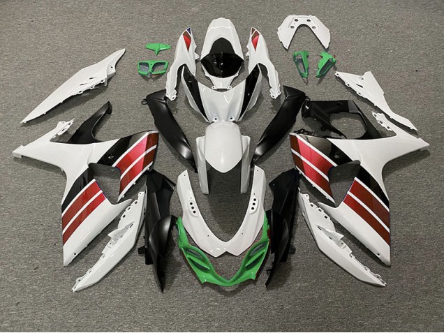 09-16 Blanc Brillant Rouge Noir & Vert GSXR 1000 Carénage Moto 09-16 Blanc Brillant Rouge Noir & Vert GSXR 1000 Carénage Moto