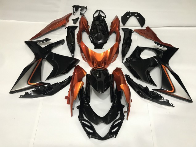09-16 Noir Brillant & Orange Brillant GSXR 1000 Carénage Moto 09-16 Noir Brillant & Orange Brillant GSXR 1000 Carénage Moto