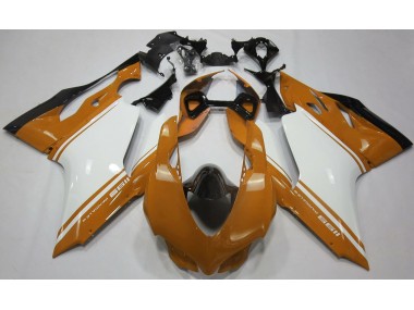 11-14 Orange Brillant Blanc & Noir Ducati 1199 Carénage Moto