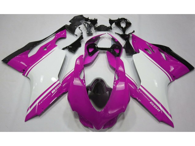 11-14 Rose Brillant Blanc & Noir Ducati 1199 Carénage Moto 11-14 Rose Brillant Blanc & Noir Ducati 1199 Carénage Moto