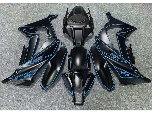 11-15 Doublure Noire Mate & Bleue ZX10R Carénage Moto 11-15 Doublure Noire Mate & Bleue ZX10R Carénage Moto