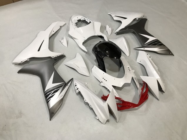 11-24 Blanc Brillant & Argent Mat GSXR 600-750 Carénage Moto 11-24 Blanc Brillant & Argent Mat GSXR 600-750 Carénage Moto