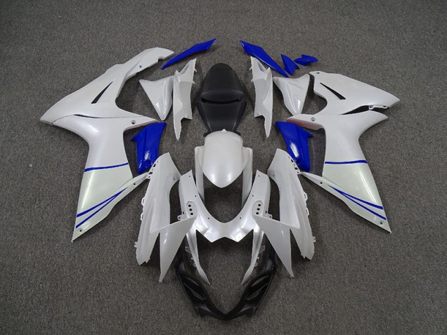 11-24 Blanc Nacré & Bleu Foncé GSXR 600-750 Carénage Moto 11-24 Blanc Nacré & Bleu Foncé GSXR 600-750 Carénage Moto