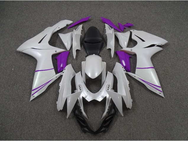 11-24 Blanc Nacré & Violet GSXR 600-750 Carénage Moto 11-24 Blanc Nacré & Violet GSXR 600-750 Carénage Moto
