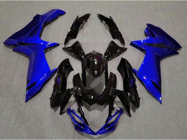 11-24 Noir Brillant & Bleu Aqua GSXR 600-750 Carénage Moto 11-24 Noir Brillant & Bleu Aqua GSXR 600-750 Carénage Moto