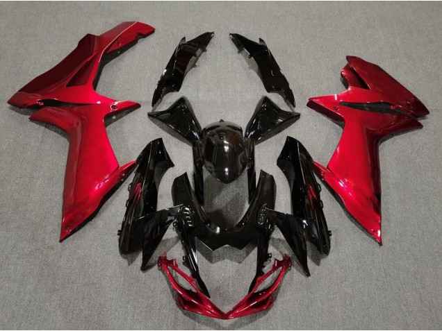 11-24 Noir Brillant & Rouge Lave GSXR 600-750 Carénage Moto 11-24 Noir Brillant & Rouge Lave GSXR 600-750 Carénage Moto