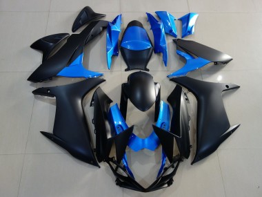 11-24 Noir Mat & Bleu Vif GSXR 600-750 Carénage Moto
