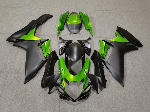 11-24 Noir Mat & Vert GSXR 600-750 Carénage Moto 11-24 Noir Mat & Vert GSXR 600-750 Carénage Moto