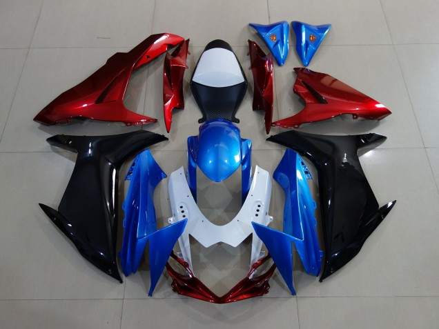 11-24 Personnalisé Rouge Noir & Bleu GSXR 600-750 Carénage Moto 11-24 Personnalisé Rouge Noir & Bleu GSXR 600-750 Carénage Moto