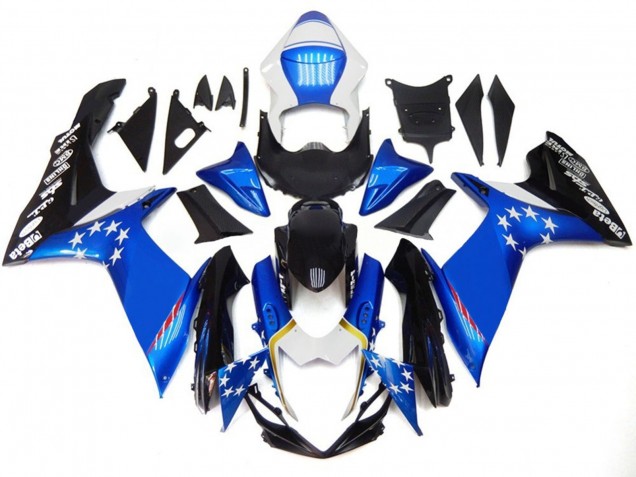 11-24 Style Bleu Avec Des Étoiles Rouges GSXR 600-750 Carénage Moto 11-24 Style Bleu Avec Des Étoiles Rouges GSXR 600-750 Carénage Moto