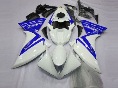 12-14 Blanc Brillant & Bleu R1 Carénage Moto