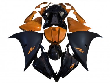 12-14 Noir Mat & Orange R1 Carénage Moto
