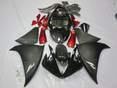 12-14 Noir Mat Rouge R1 Carénage Moto