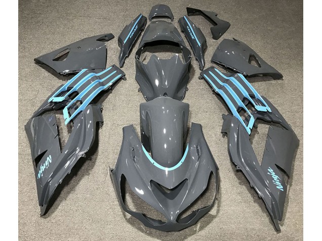 12-21 Gris Brillant & Bleu Clair ZX14R Carénage Moto 12-21 Gris Brillant & Bleu Clair ZX14R Carénage Moto
