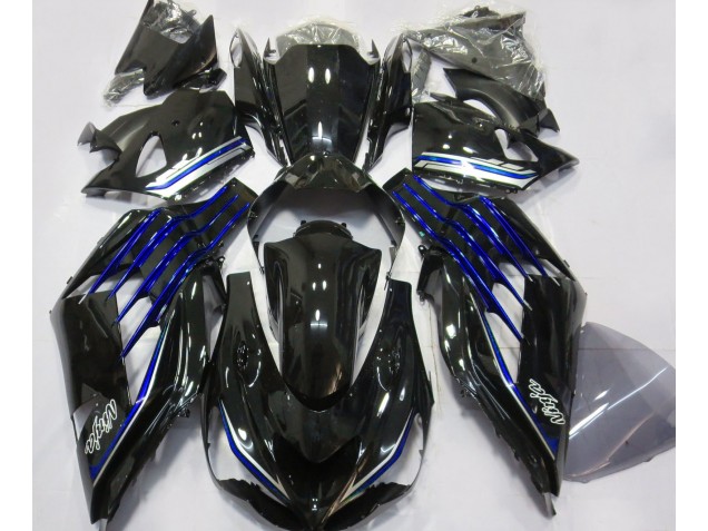 12-21 Noir Brillant & Bleu ZX14R Carénage Moto 12-21 Noir Brillant & Bleu ZX14R Carénage Moto