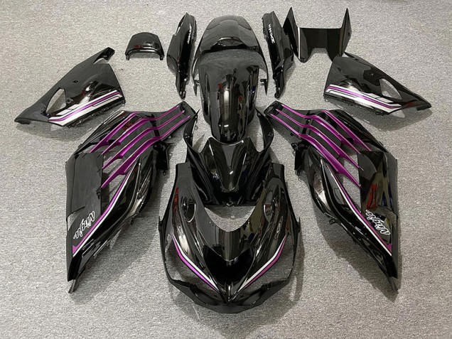 12-21 Noir Brillant & Rose ZX14R Carénage Moto 12-21 Noir Brillant & Rose ZX14R Carénage Moto
