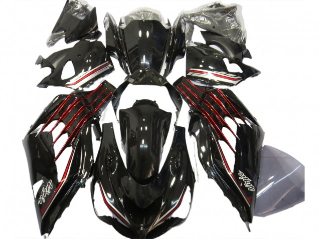 12-21 Noir Brillant & Rouge ZX14R Carénage Moto 12-21 Noir Brillant & Rouge ZX14R Carénage Moto