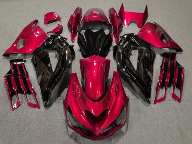 12-21 Rouge Brillant & Noir ZX14R Carénage Moto