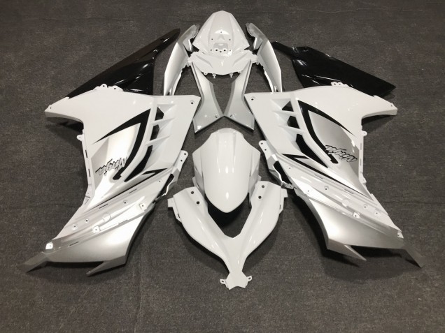 13-18 Blanc Brillant & Argent Ninja 300 Carénage Moto 13-18 Blanc Brillant & Argent Ninja 300 Carénage Moto