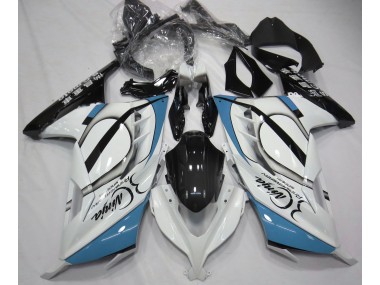 13-18 Blanc Brillant & Bleu Clair Ninja 300 Carénage Moto