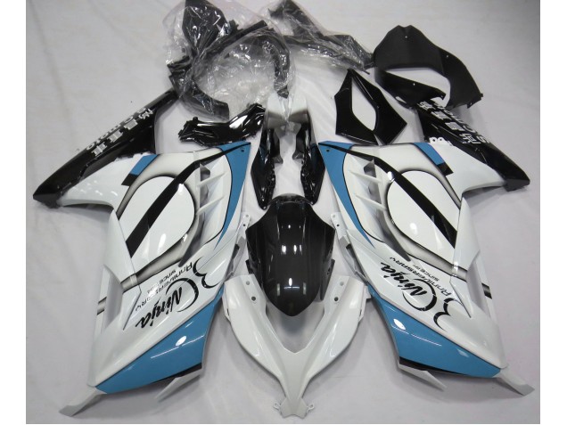 13-18 Blanc Brillant & Bleu Clair Ninja 300 Carénage Moto 13-18 Blanc Brillant & Bleu Clair Ninja 300 Carénage Moto