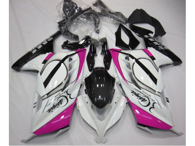 13-18 Blanc Brillant & Rose Ninja 300 Carénage Moto