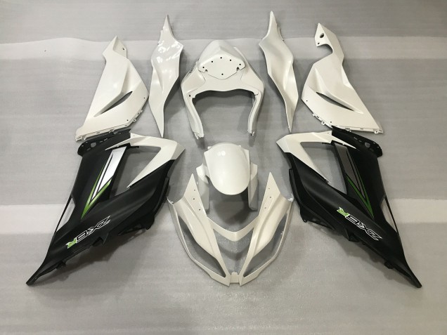 13-18 Blanc Cristal & Noir Satiné ZX6R Carénage Moto 13-18 Blanc Cristal & Noir Satiné ZX6R Carénage Moto
