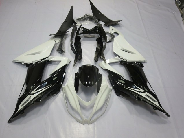 13-18 Noir & Blanc ZX6R Carénage Moto 13-18 Noir & Blanc ZX6R Carénage Moto