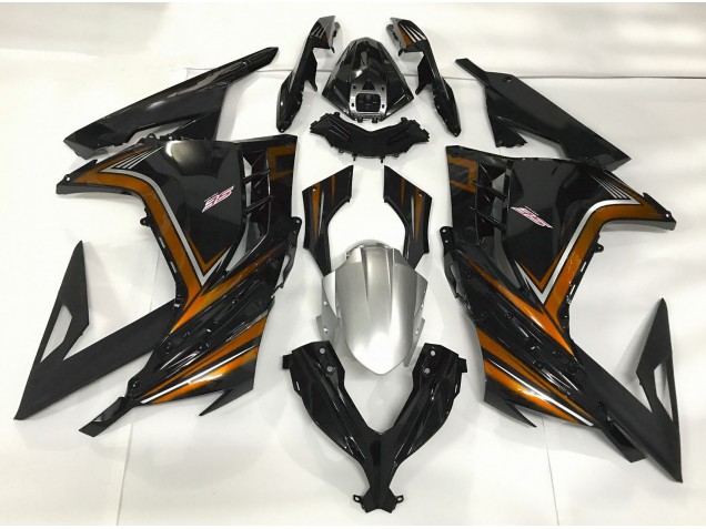 13-18 Noir Brillant & Orange Ninja 300 Carénage Moto 13-18 Noir Brillant & Orange Ninja 300 Carénage Moto