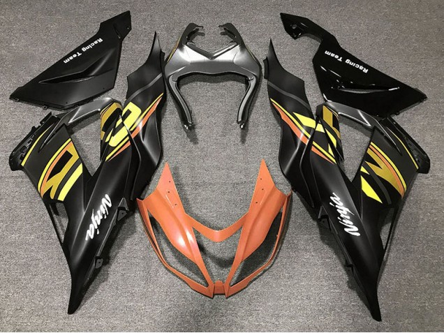13-18 Noir Brillant & Orange ZX6R Carénage Moto 13-18 Noir Brillant & Orange ZX6R Carénage Moto