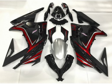 13-18 Noir Brillant & Rouge Ninja 300 Carénage Moto