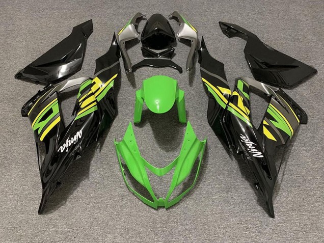 13-18 Noir Brillant & Vert Racing ZX6R Carénage Moto 13-18 Noir Brillant & Vert Racing ZX6R Carénage Moto