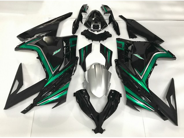 13-18 Noir Brillant & Vert Émeraude Ninja 300 Carénage Moto 13-18 Noir Brillant & Vert Émeraude Ninja 300 Carénage Moto