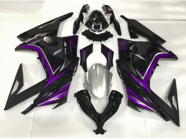 13-18 Noir Brillant & Violet Ninja 300 Carénage Moto