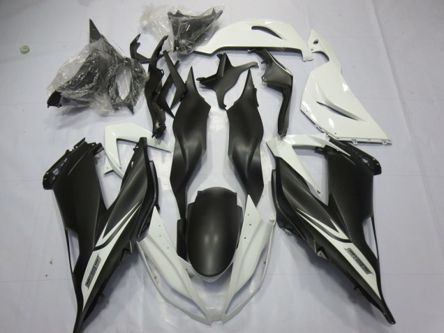 13-18 Noir Mat Blanc ZX6R Carénage Moto 13-18 Noir Mat Blanc ZX6R Carénage Moto