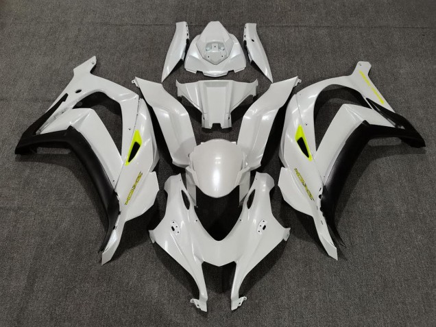 16-19 Blanc Nacré & Jaune ZX10R Carénage Moto 16-19 Blanc Nacré & Jaune ZX10R Carénage Moto