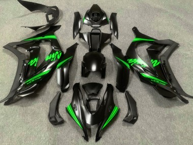 16-19 Noir Satiné & Vert ZX10R Carénage Moto