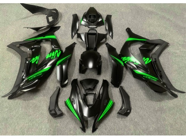 16-19 Noir Satiné & Vert ZX10R Carénage Moto 16-19 Noir Satiné & Vert ZX10R Carénage Moto