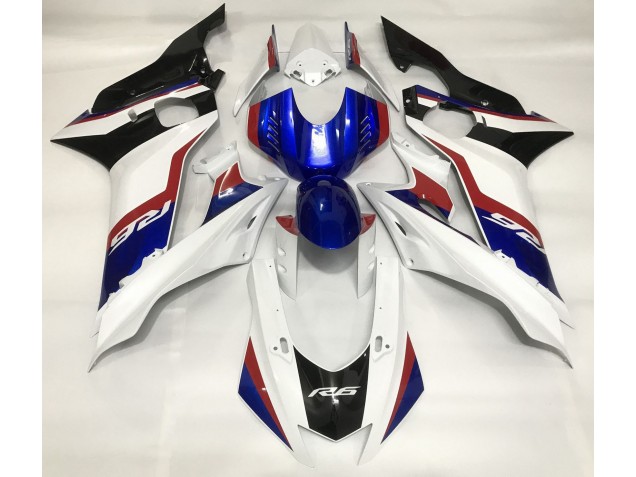 17-21 Blanc Brillant & Bleu Profond R6 Carénage Moto 17-21 Blanc Brillant & Bleu Profond R6 Carénage Moto