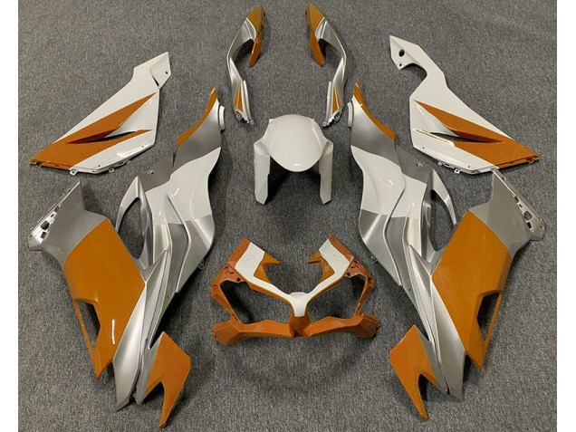 19-23 Orange Blanc & Argent ZX6R Carénage Moto 19-23 Orange Blanc & Argent ZX6R Carénage Moto