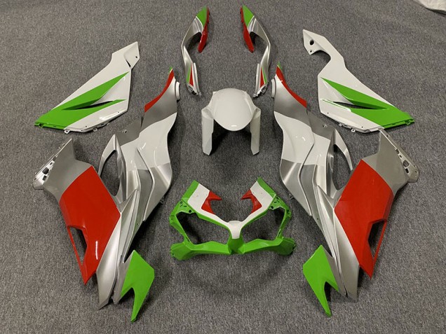 19-23 Personnalisé Rouge / Vert & Argent ZX6R Carénage Moto 19-23 Personnalisé Rouge / Vert & Argent ZX6R Carénage Moto