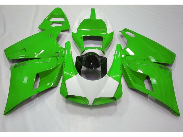 93-05 Vert Brillant & Blanc Ducati 996 748 916 998 Carénage Moto 93-05 Vert Brillant & Blanc Ducati 996 748 916 998 Carénage Moto