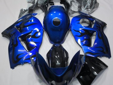 97-07 Bleu & Noir Flamme GSXR 1300 Carénage Moto