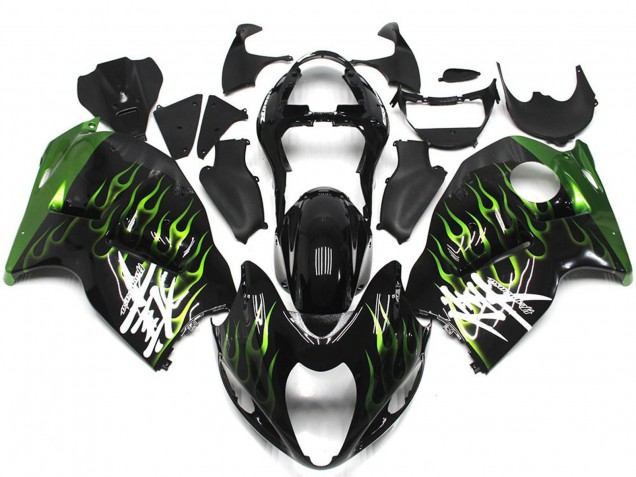 97-07 Noir Avec Vert Foncé Flamme GSXR 1300 Carénage Moto 97-07 Noir Avec Vert Foncé Flamme GSXR 1300 Carénage Moto